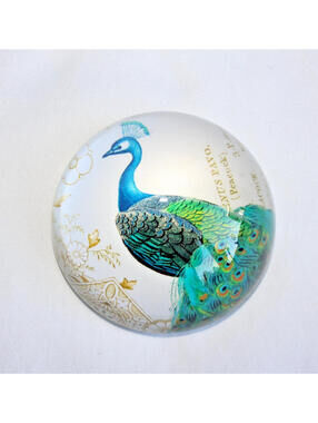 Fringe Studio Peacock Decorative Glass Paperweight Dome